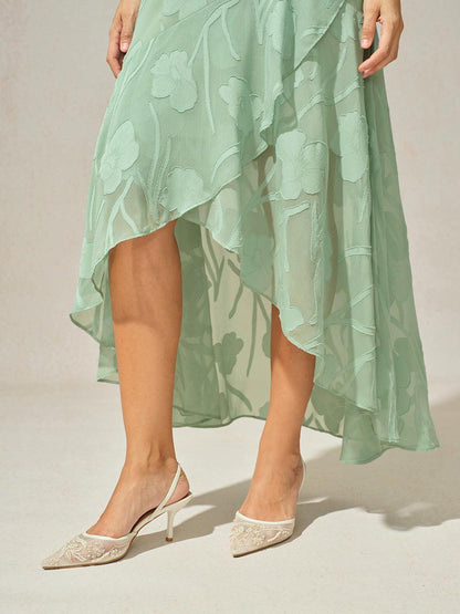 Maxikleid aus Satin mit Batikmuster