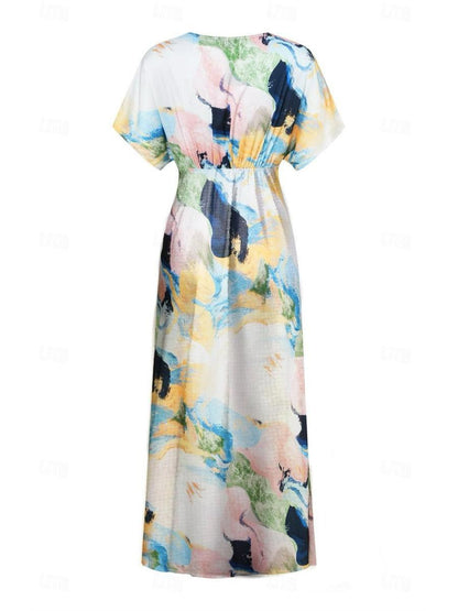 Maxikleid aus Satin mit Batikmuster