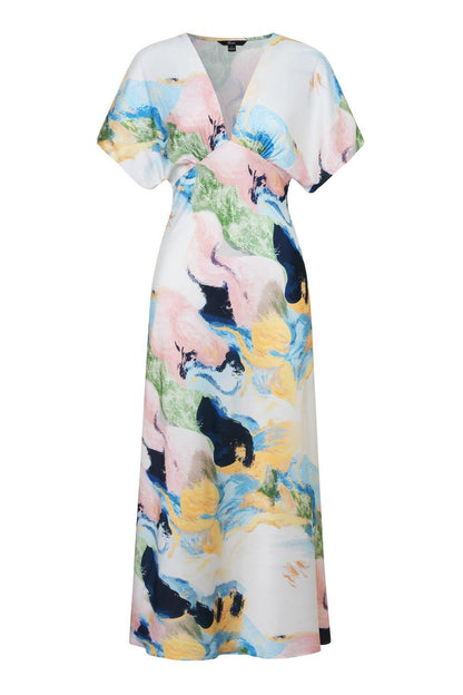 Maxikleid aus Satin mit Batikmuster