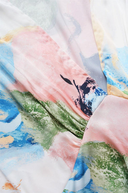 Maxikleid aus Satin mit Batikmuster