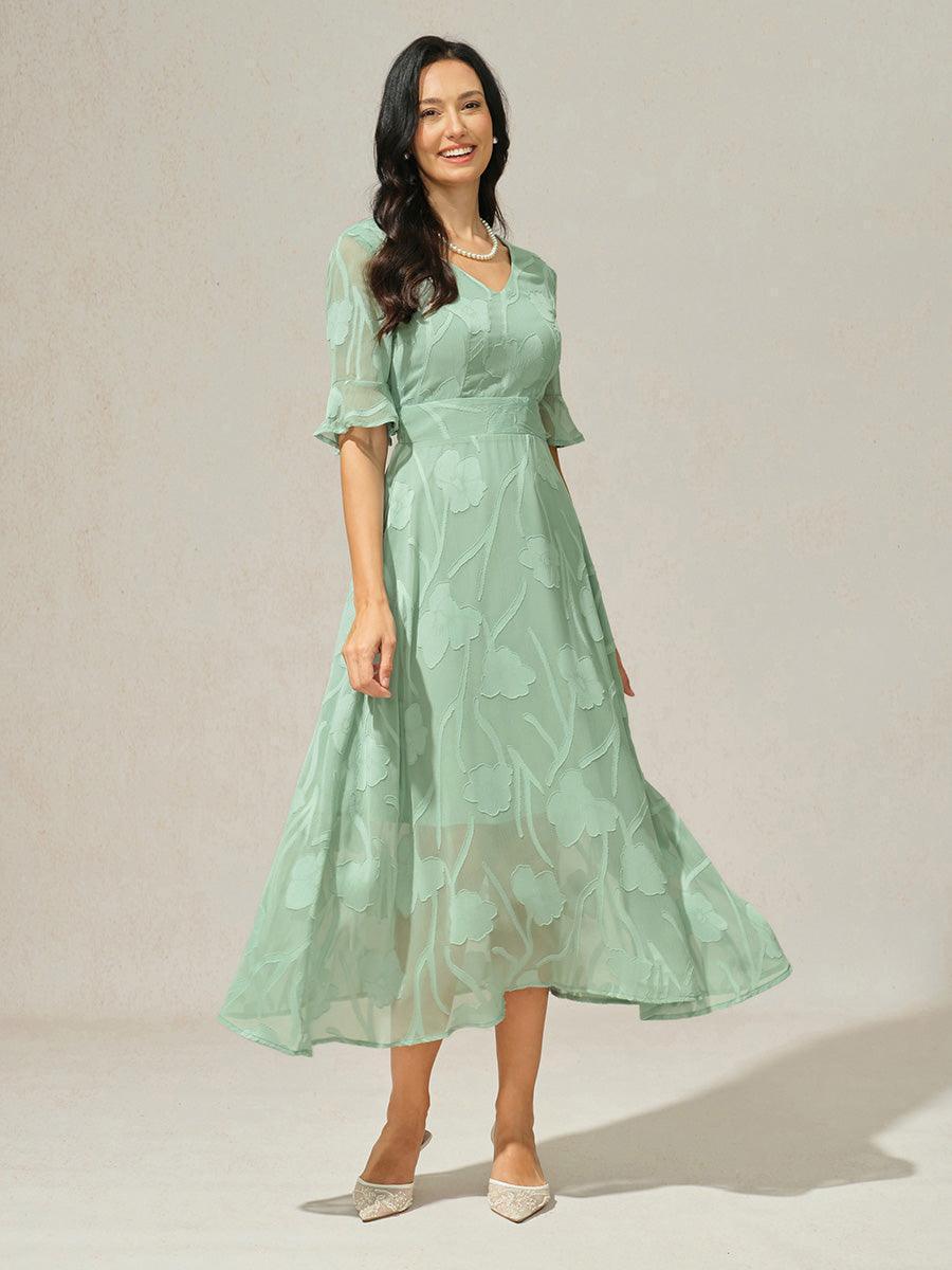 Ruffle Flutter Lace Maxi Dress
