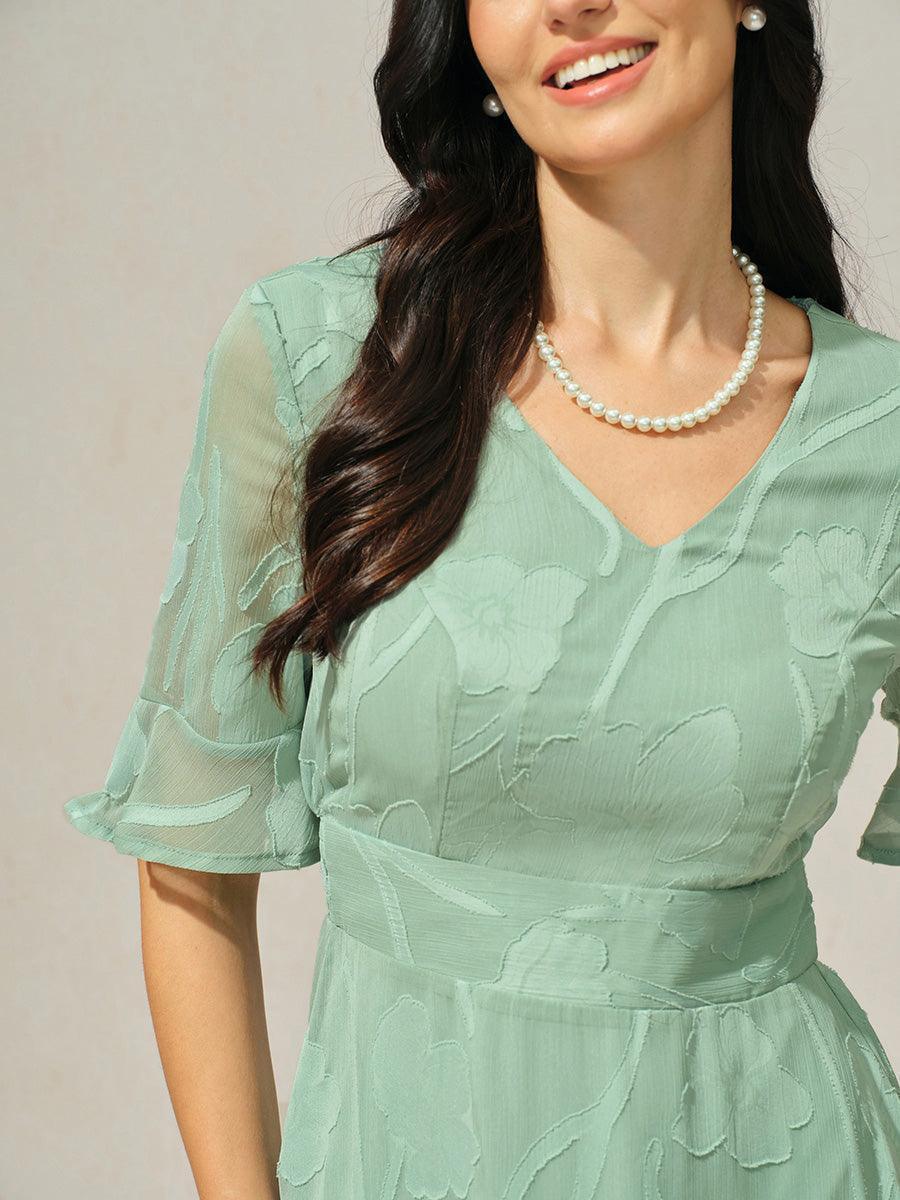 Ruffle Flutter Lace Maxi Dress