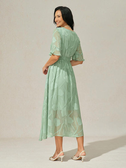 Ruffle Flutter Lace Maxi Dress