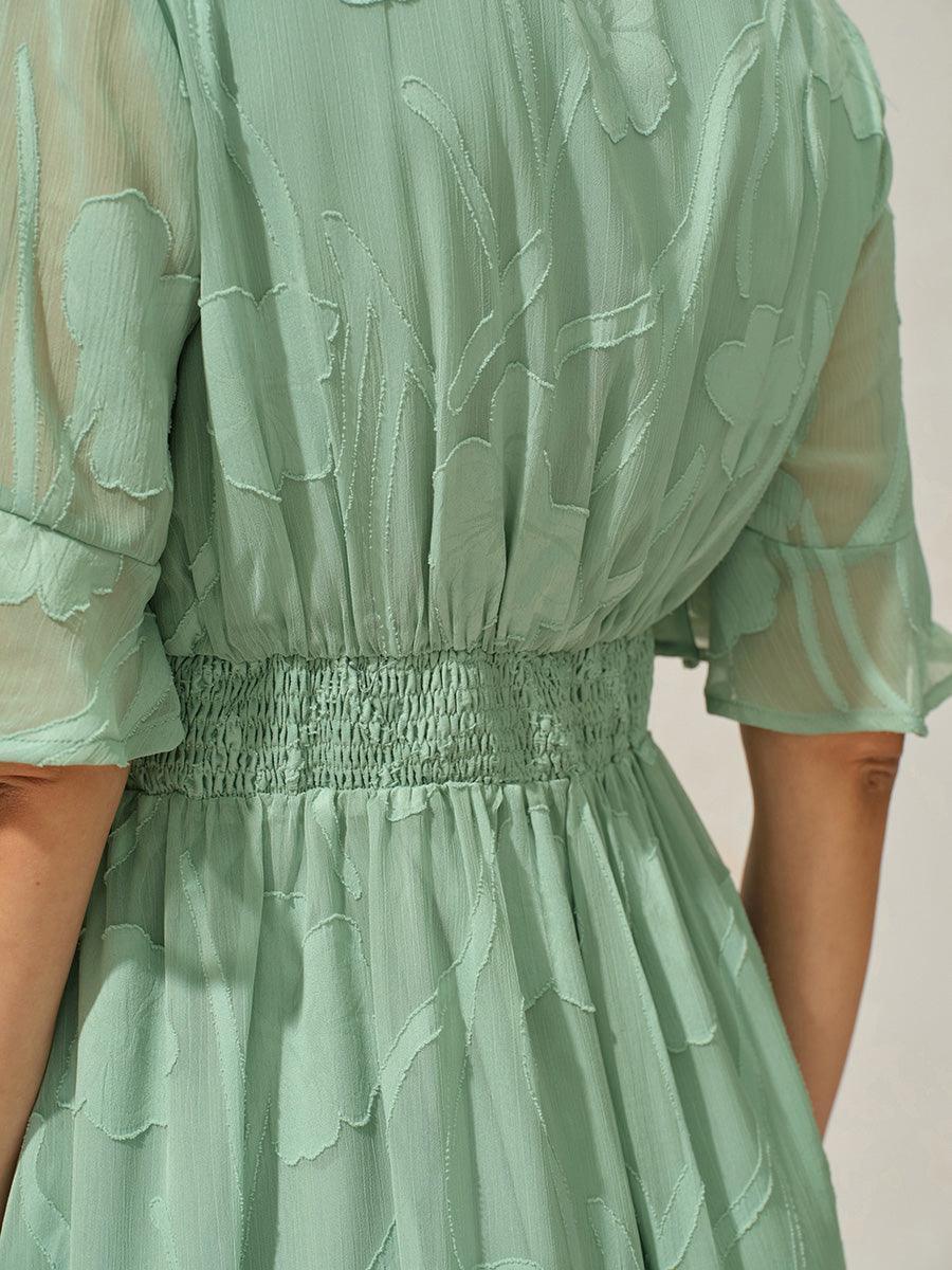 Ruffle Flutter Lace Maxi Dress