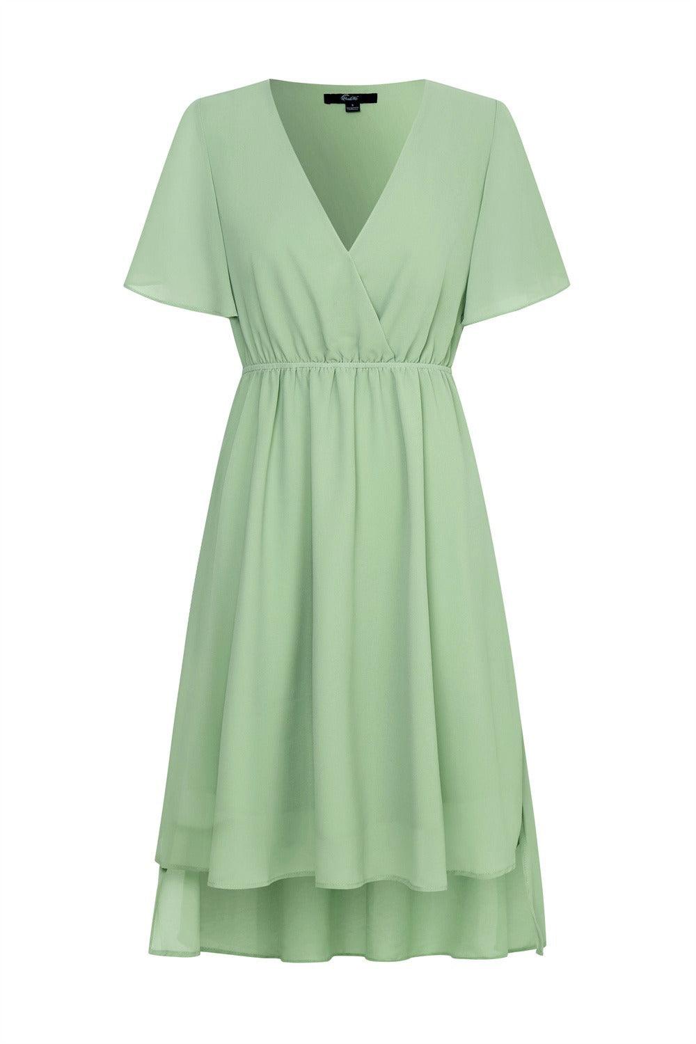 Elegant Pastel Green A-Line Chiffon Dress
