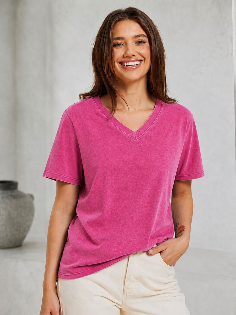 100% Cotton V Neck Tee