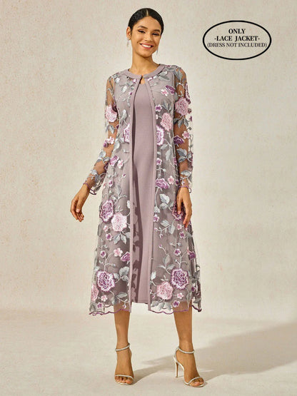 A-Linien-Kleid mit bestickter Spitzenjacke
