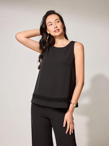 Lace-Trimmed Satin Tank Top Cardigan Set