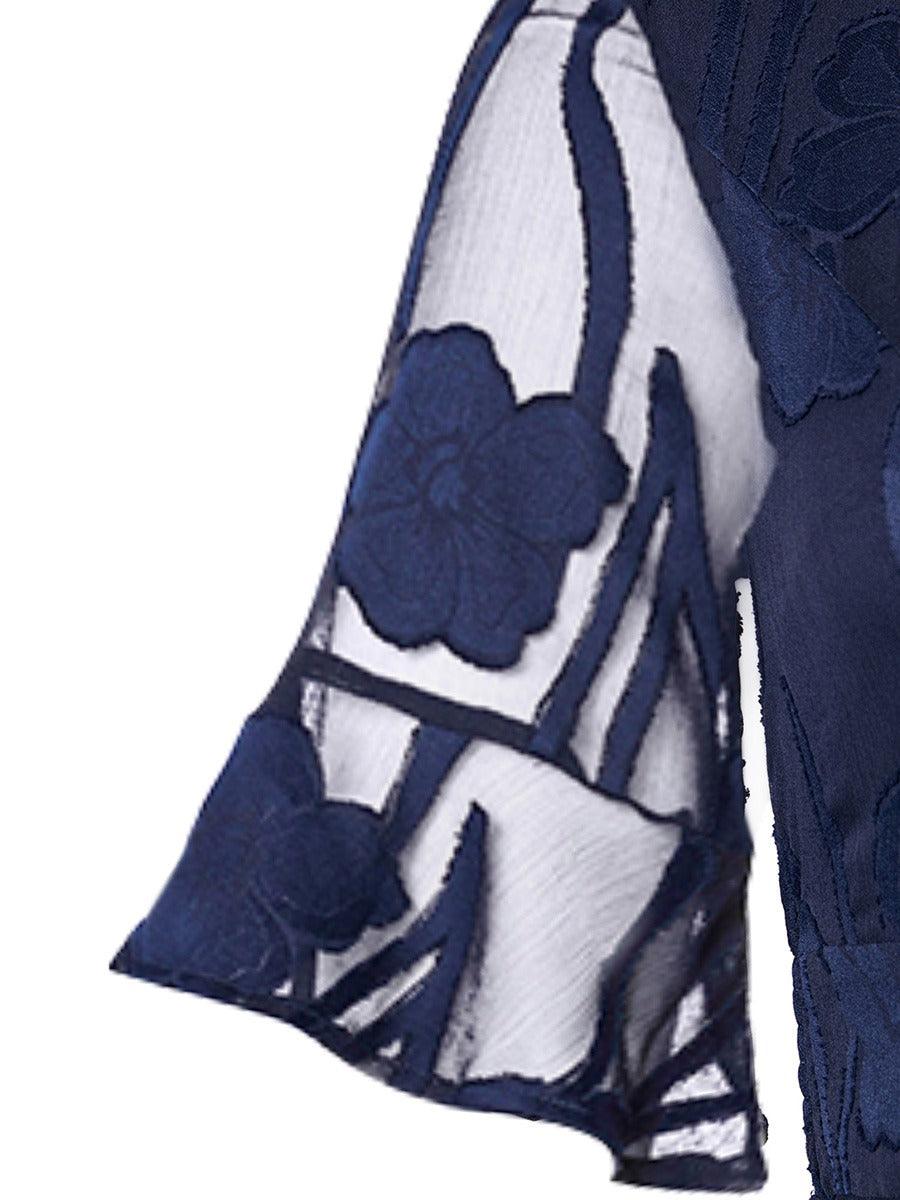 Maxikleid mit Rüschen und flatternder Spitze