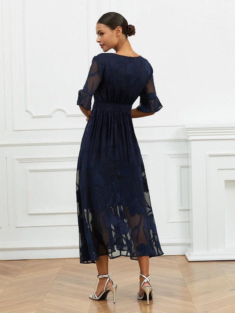 Lace Detailed Flutter Sleeve Ruffle Dress main image 0