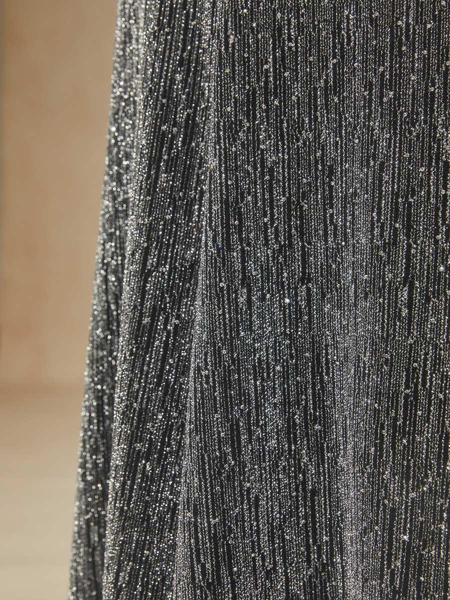 Silver Knit Mermaid Dress with Empire Waist