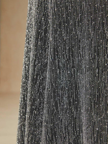 Silver Knit Mermaid Dress with Empire Waist