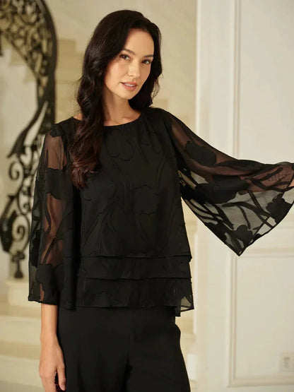 Chiffon Bloemenlaagjes Blouse