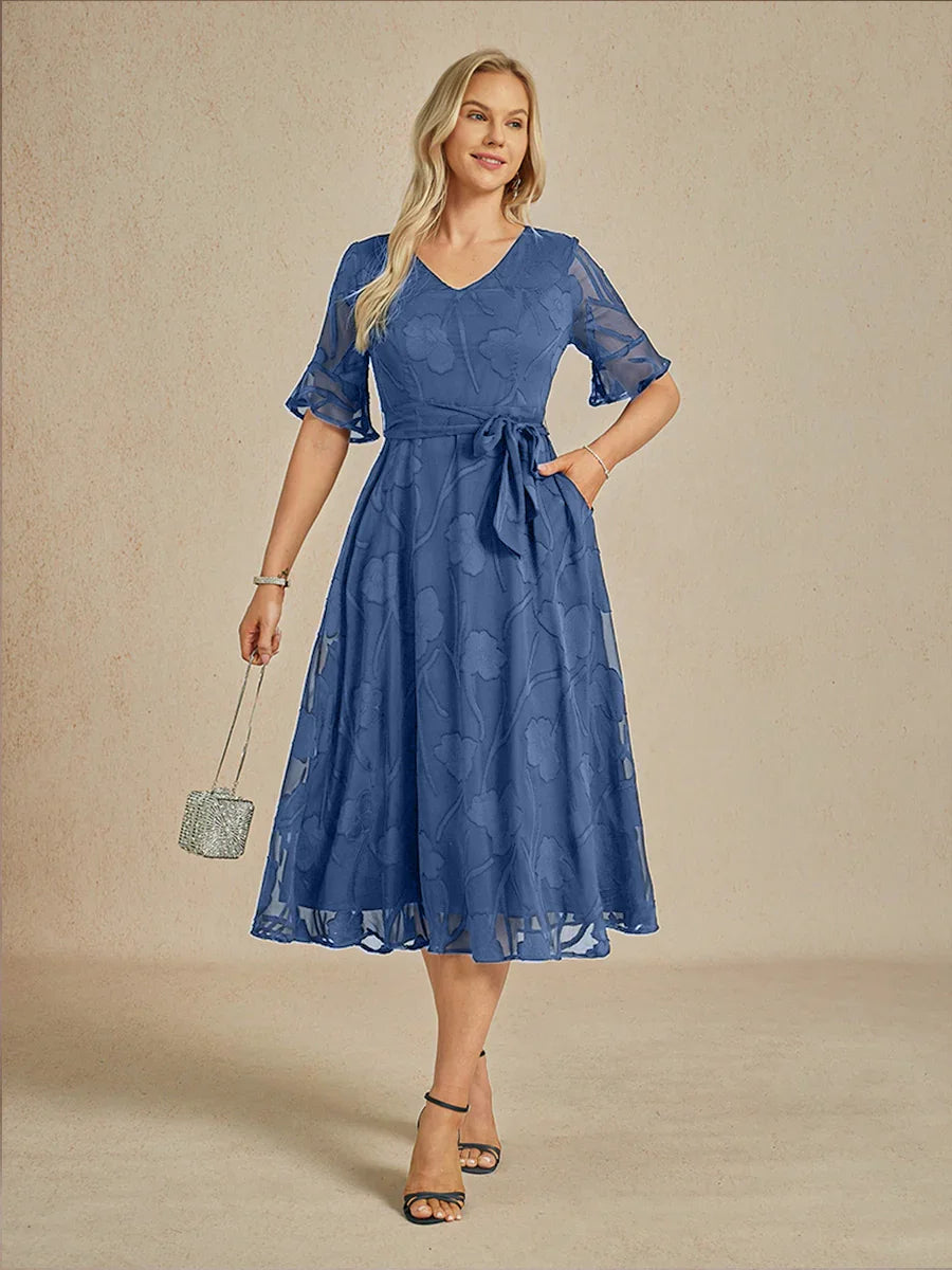 Ruffle Flutter Lace Maxi Dress