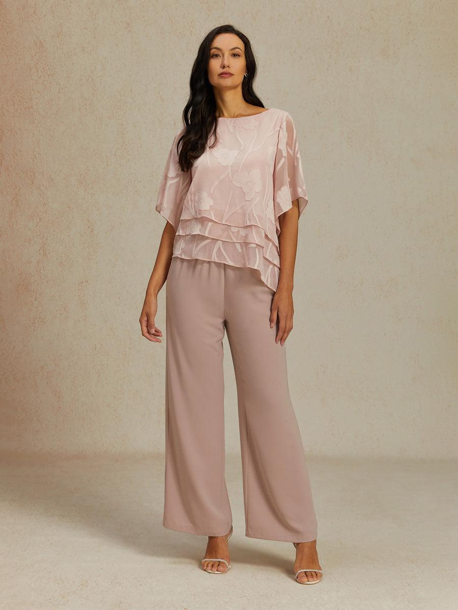 Mid-Rise Elastic Waist Wide-Leg Pants with Pockets
