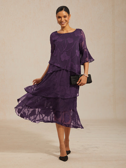 Chiffon-Midirock mit Blumenmuster