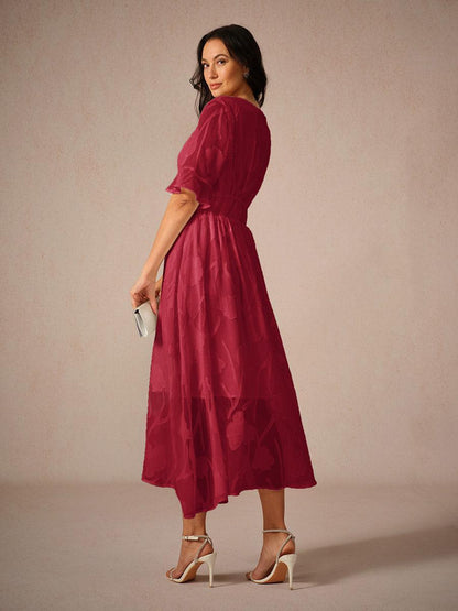 Ruffle Flutter Lace Maxi Dress