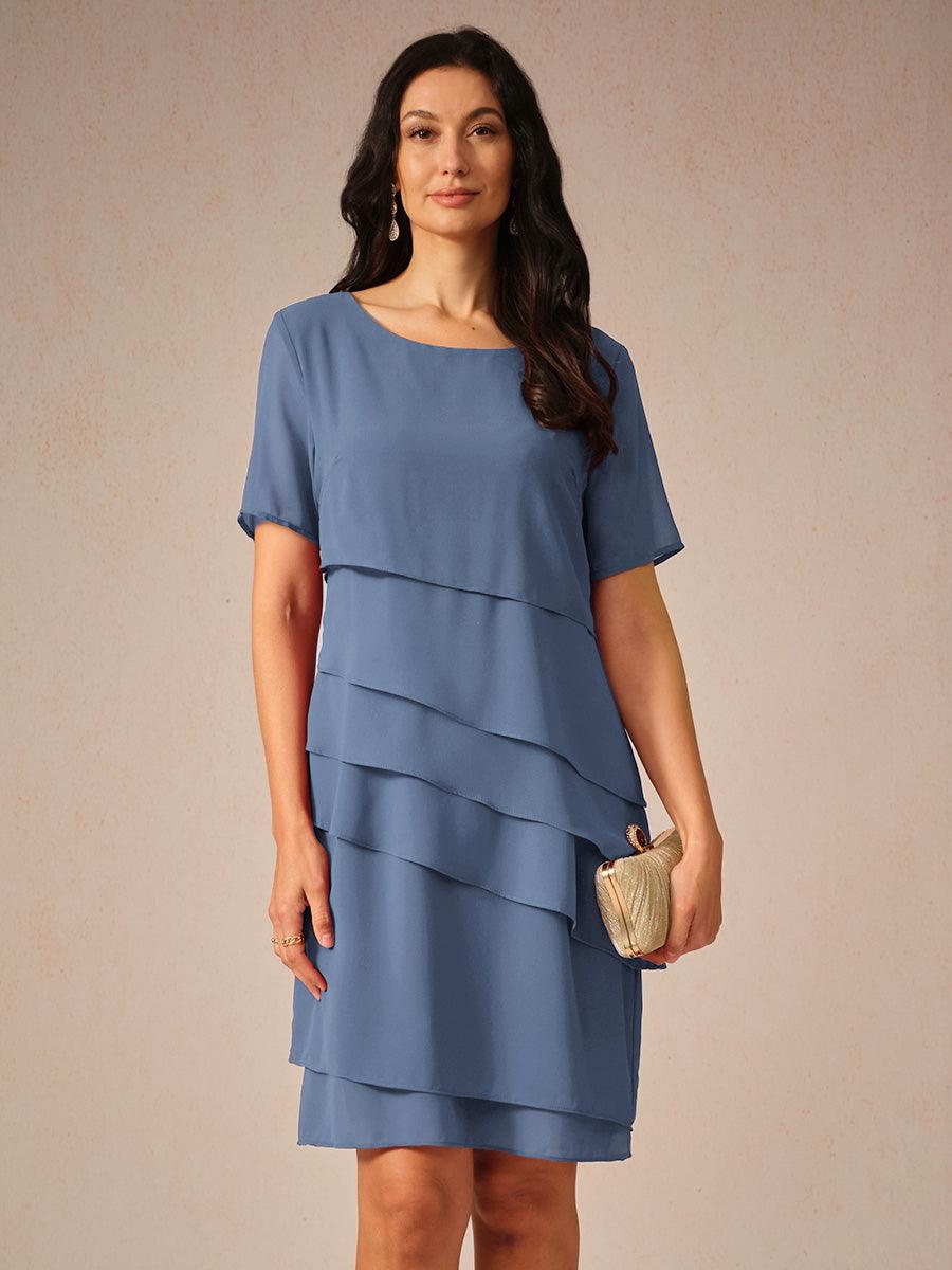 Asymmetrical Layered Chiffon Mini Dress