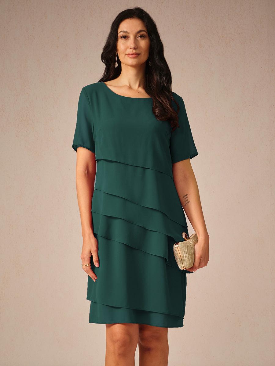 Asymmetrical Layered Chiffon Mini Dress