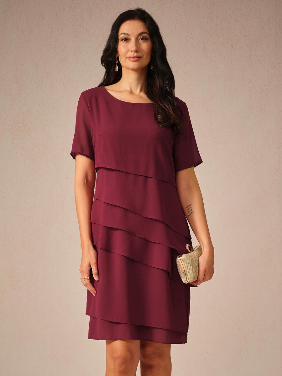 Asymmetrical Layered Chiffon Mini Dress
