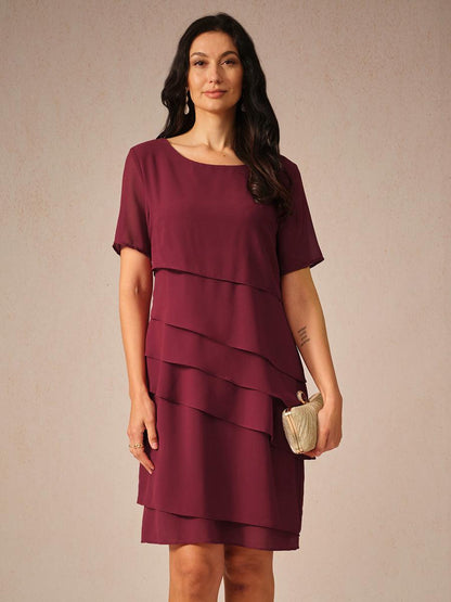 Asymmetrical Layered Chiffon Mini Dress