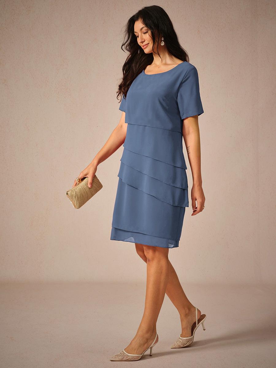 Asymmetrical Layered Chiffon Mini Dress