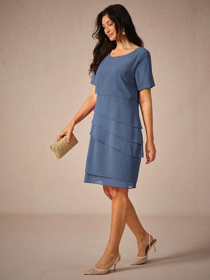 Asymmetrical Layered Chiffon Mini Dress