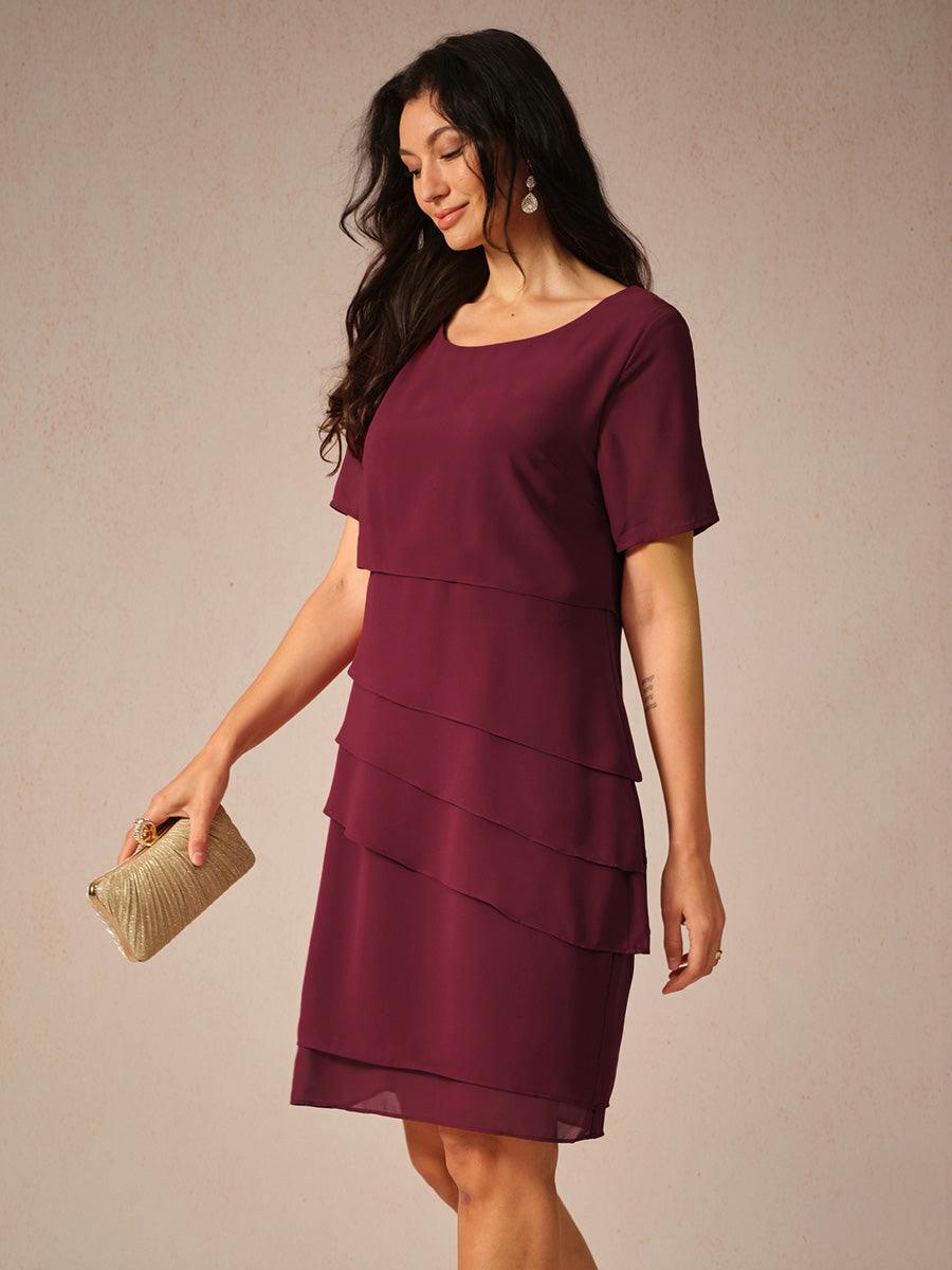 Asymmetrical Layered Chiffon Mini Dress