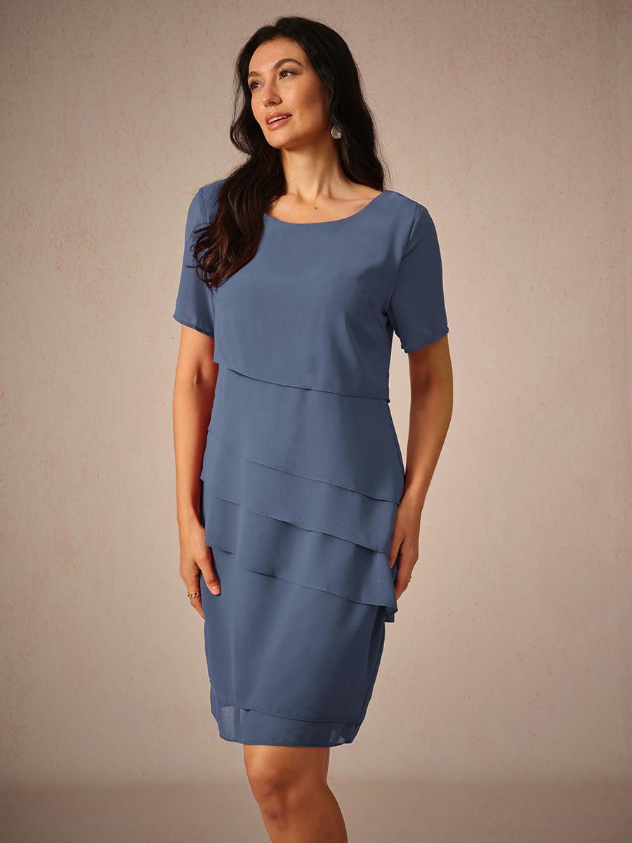 Asymmetrical Layered Chiffon Mini Dress