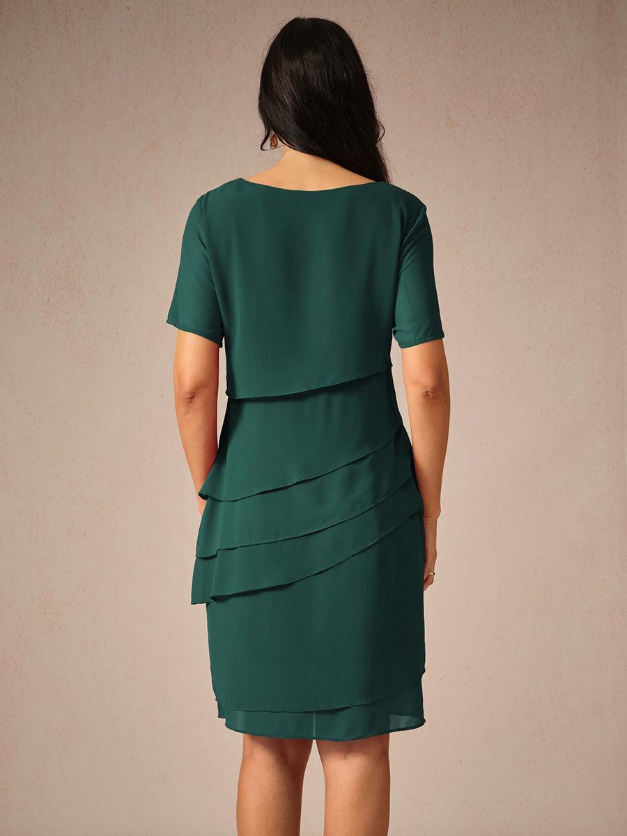 Asymmetrical Layered Chiffon Mini Dress