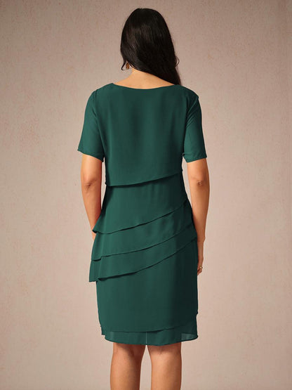 Asymmetrical Layered Chiffon Mini Dress