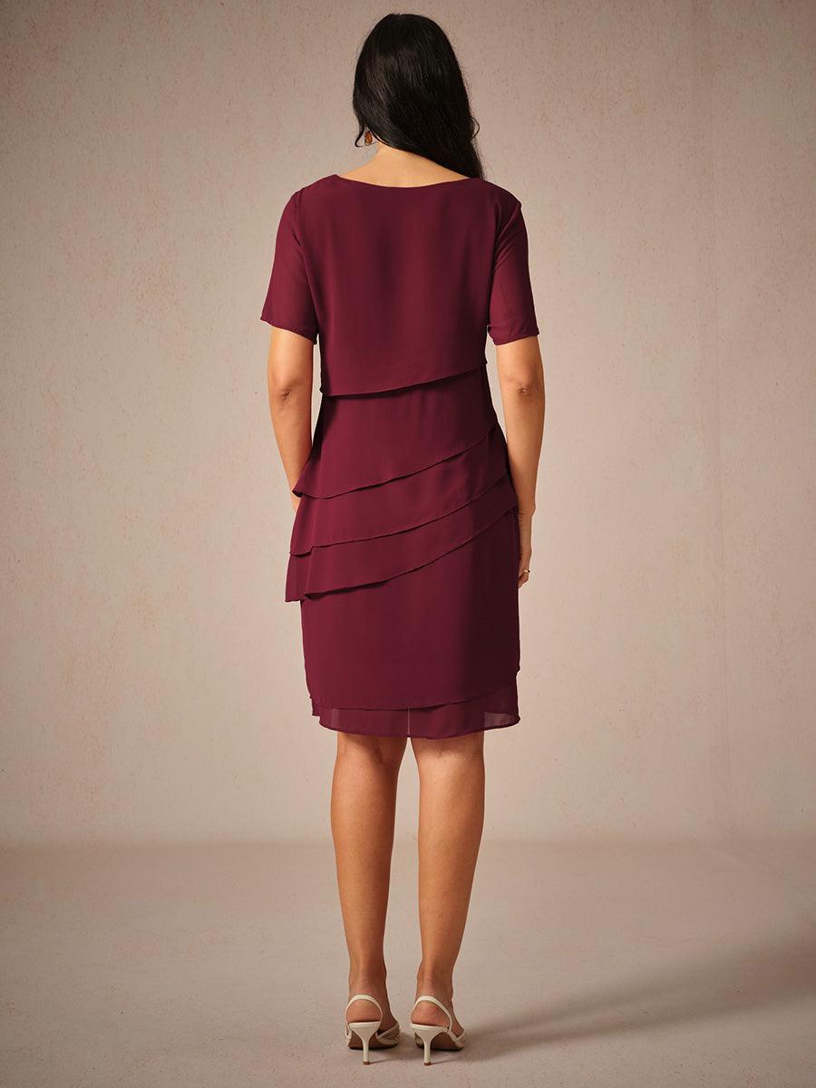 Asymmetrical Layered Chiffon Mini Dress