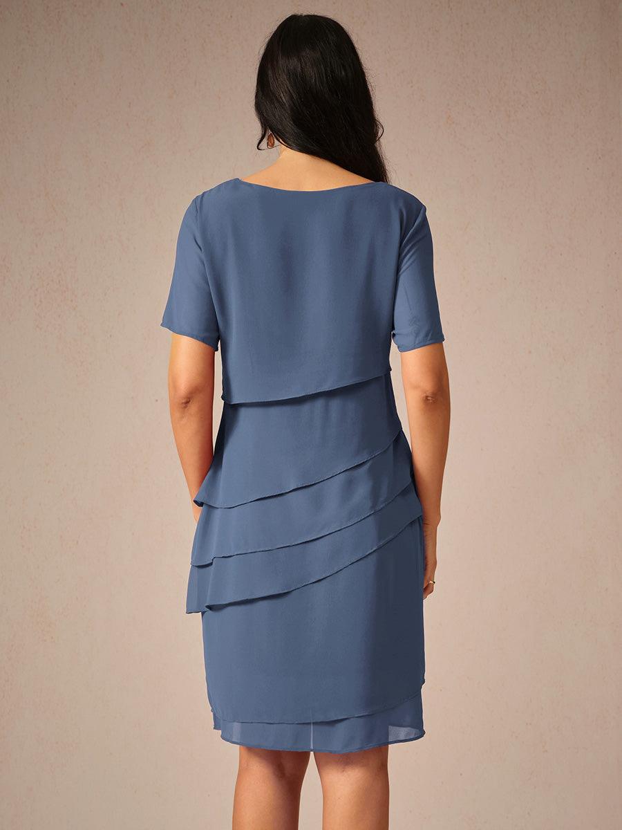 Asymmetrical Layered Chiffon Mini Dress