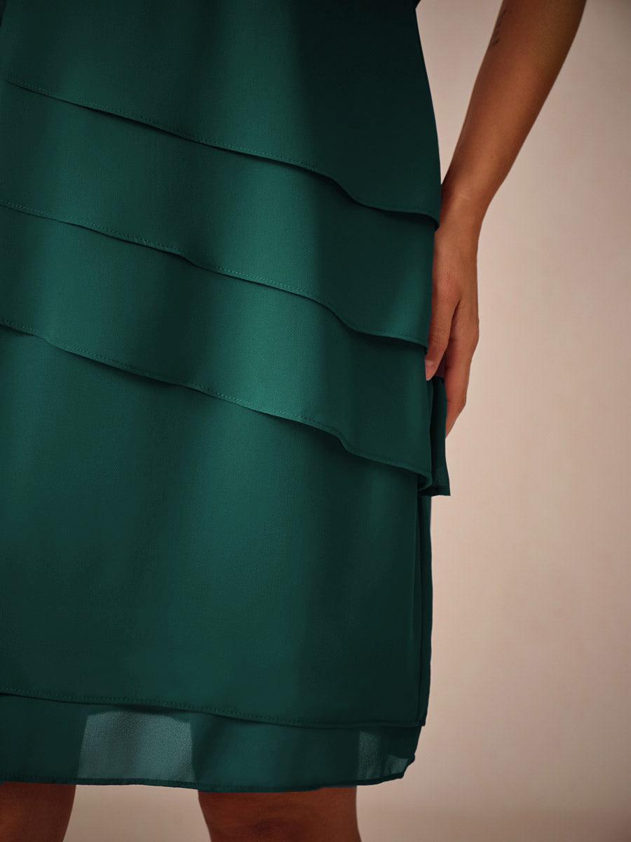 Asymmetrical Layered Chiffon Mini Dress