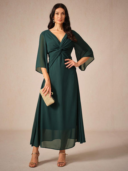 Twisted Ruffle Pearl yarn Maxi Dress