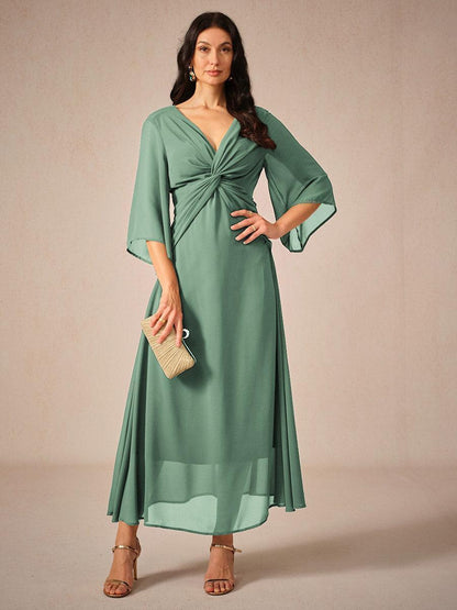 Twisted Ruffle Pearl yarn Maxi Dress