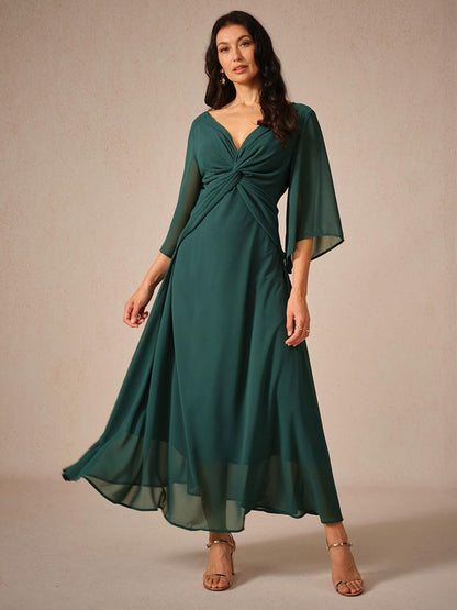Twisted Ruffle Pearl yarn Maxi Dress
