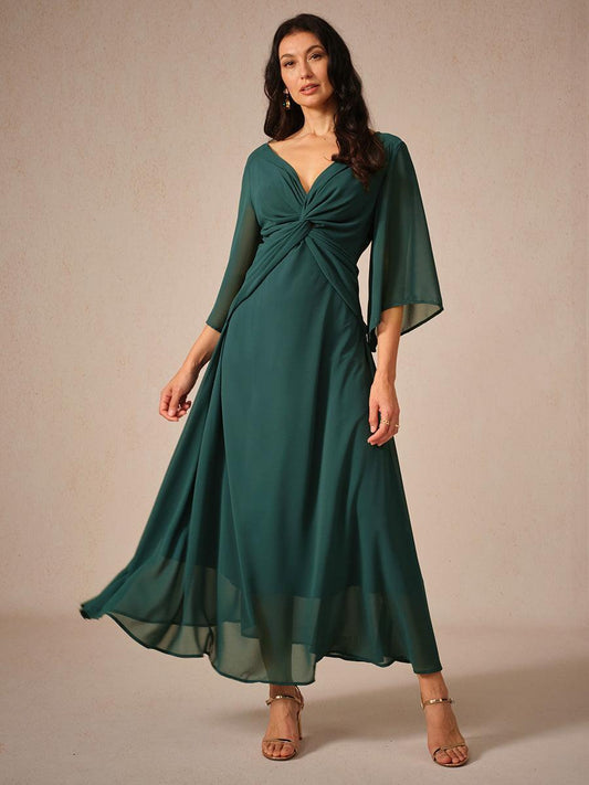 Twisted Ruffle Pearl yarn Maxi Dress