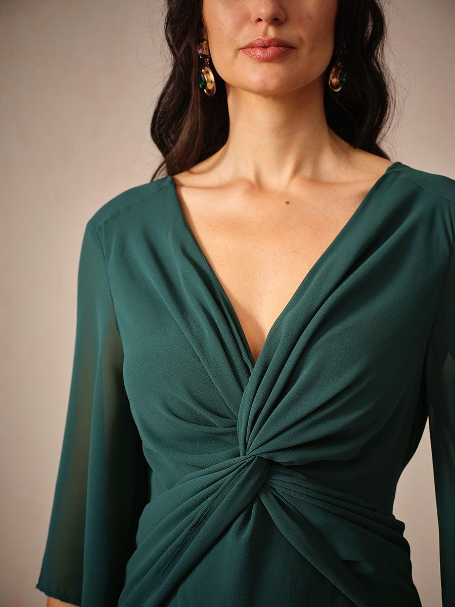 Twisted Ruffle Pearl yarn Maxi Dress