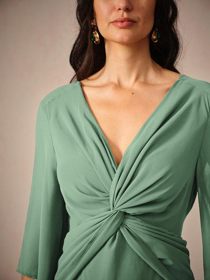 Twisted Ruffle Pearl yarn Maxi Dress
