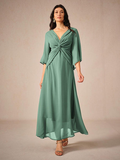 Twisted Ruffle Pearl yarn Maxi Dress