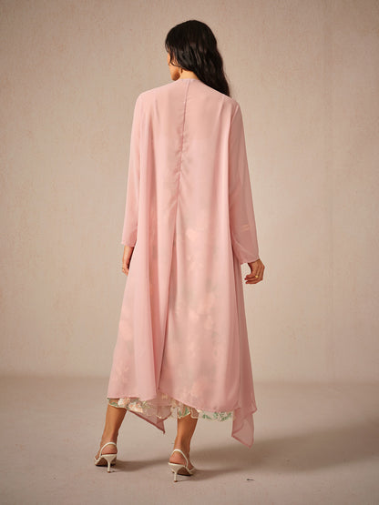 Curvy Embroidered Lace Chiffon Dress Set
