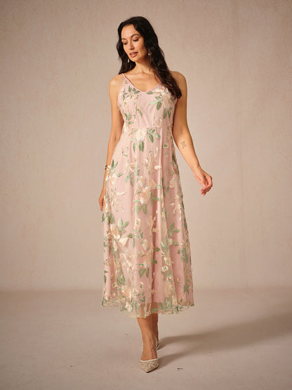 Curvy Embroidered Lace Chiffon Dress Set