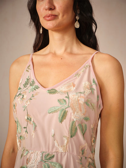 Curvy Embroidered Lace Chiffon Dress Set