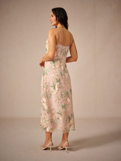 Curvy Embroidered Lace Chiffon Dress Set