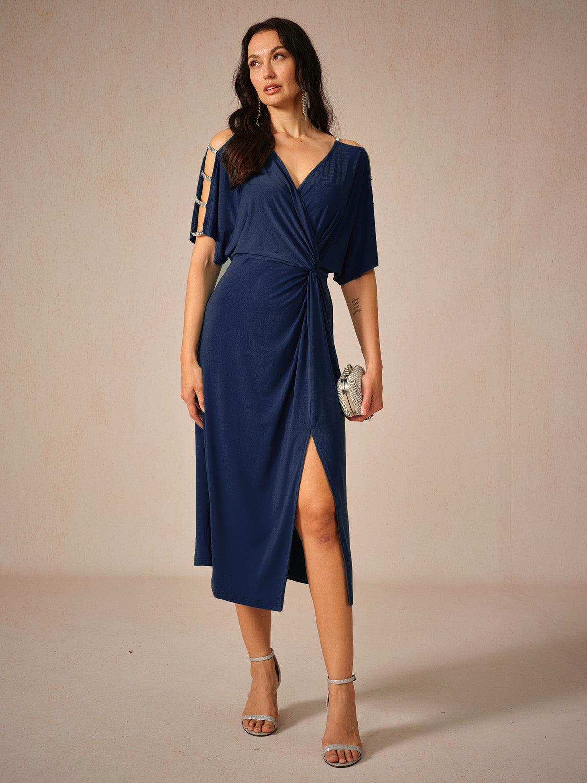 Cutout Twisted Eggplant Knit Dress