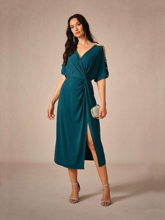 Cutout Twisted Ink blue Knit Dress