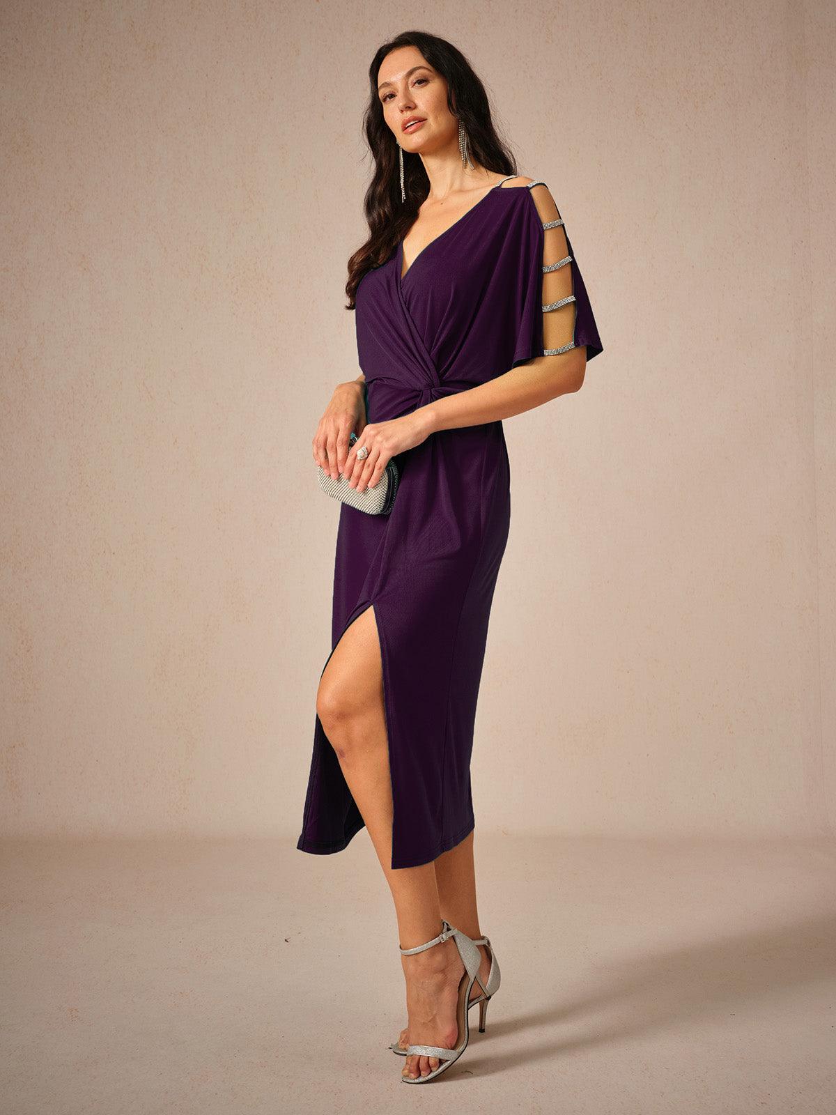 Cutout Twisted Navy Blue Knit Dress