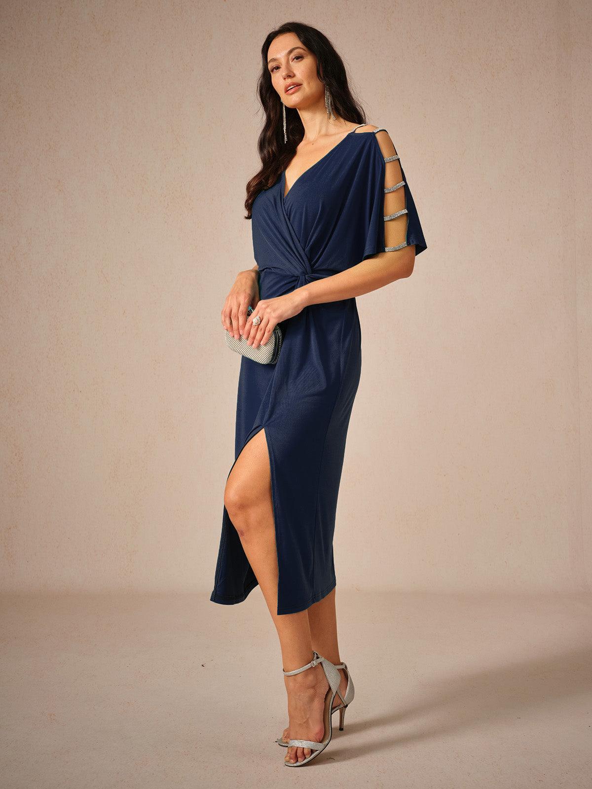 Cutout Twisted Eggplant Knit Dress