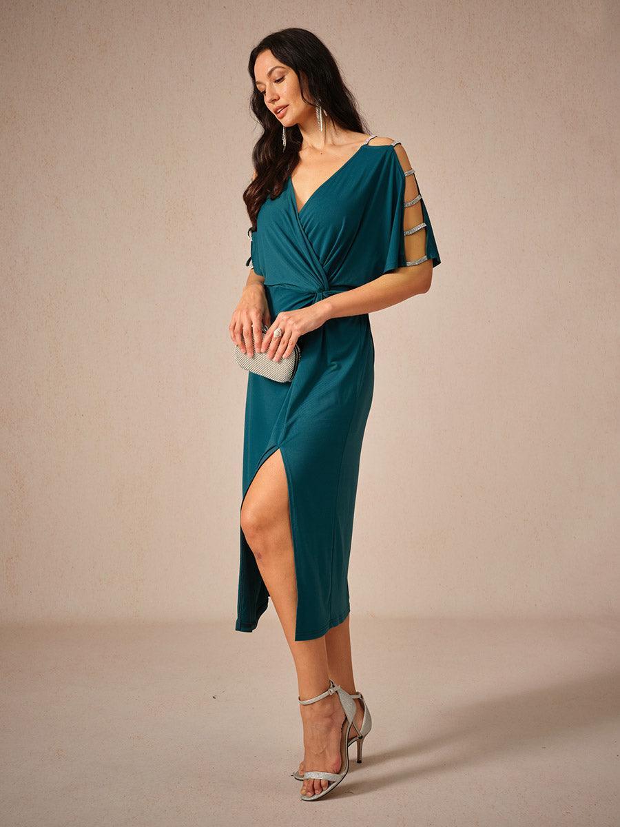 Cutout Twisted Eggplant Knit Dress